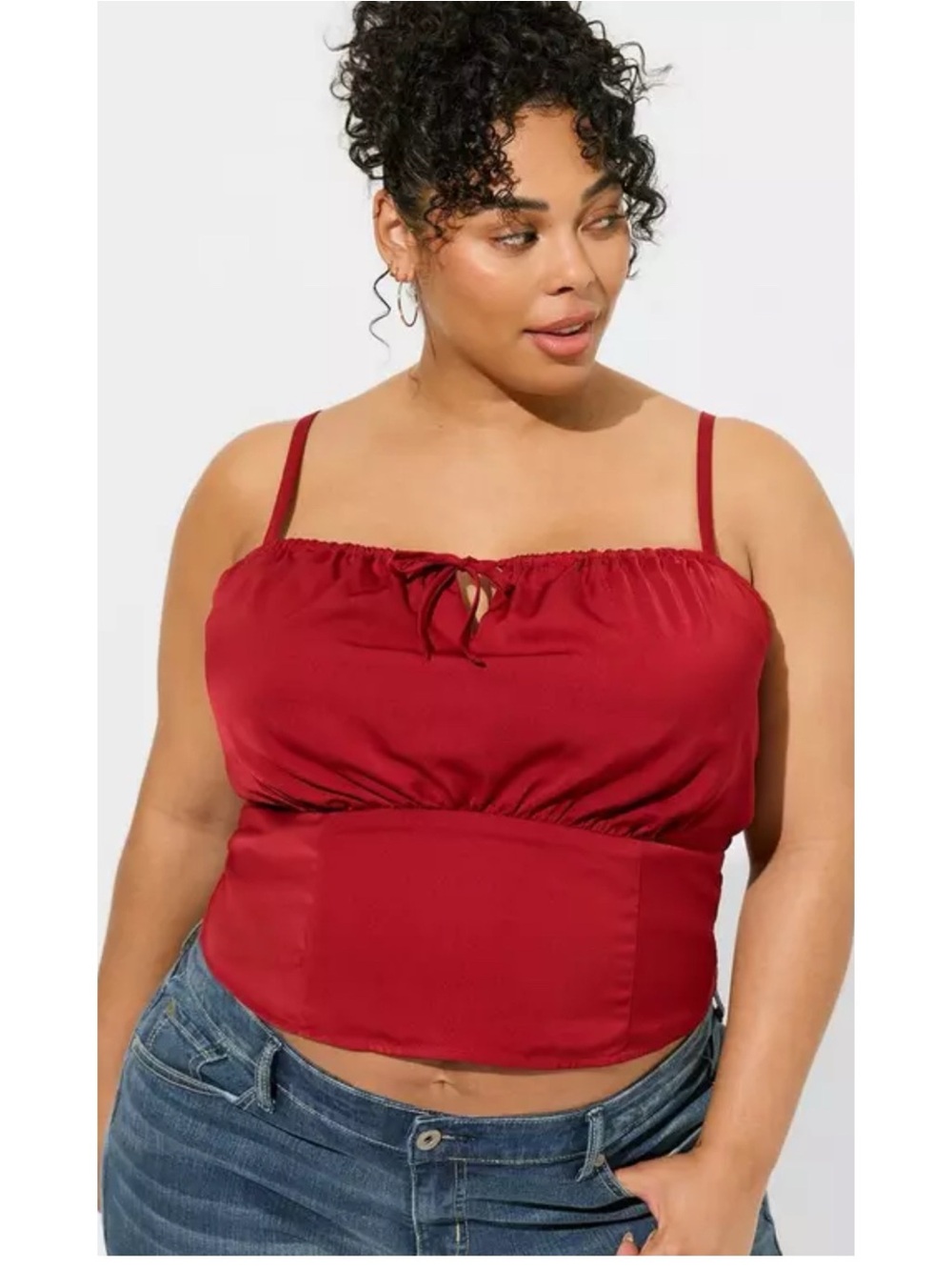 Torrid Satin Tie-Front Sleeveless Crop Top